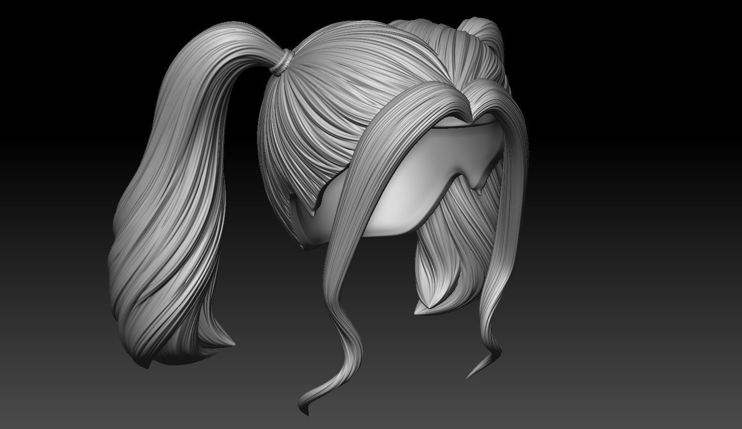 Female Hair Model A03 3D model_10