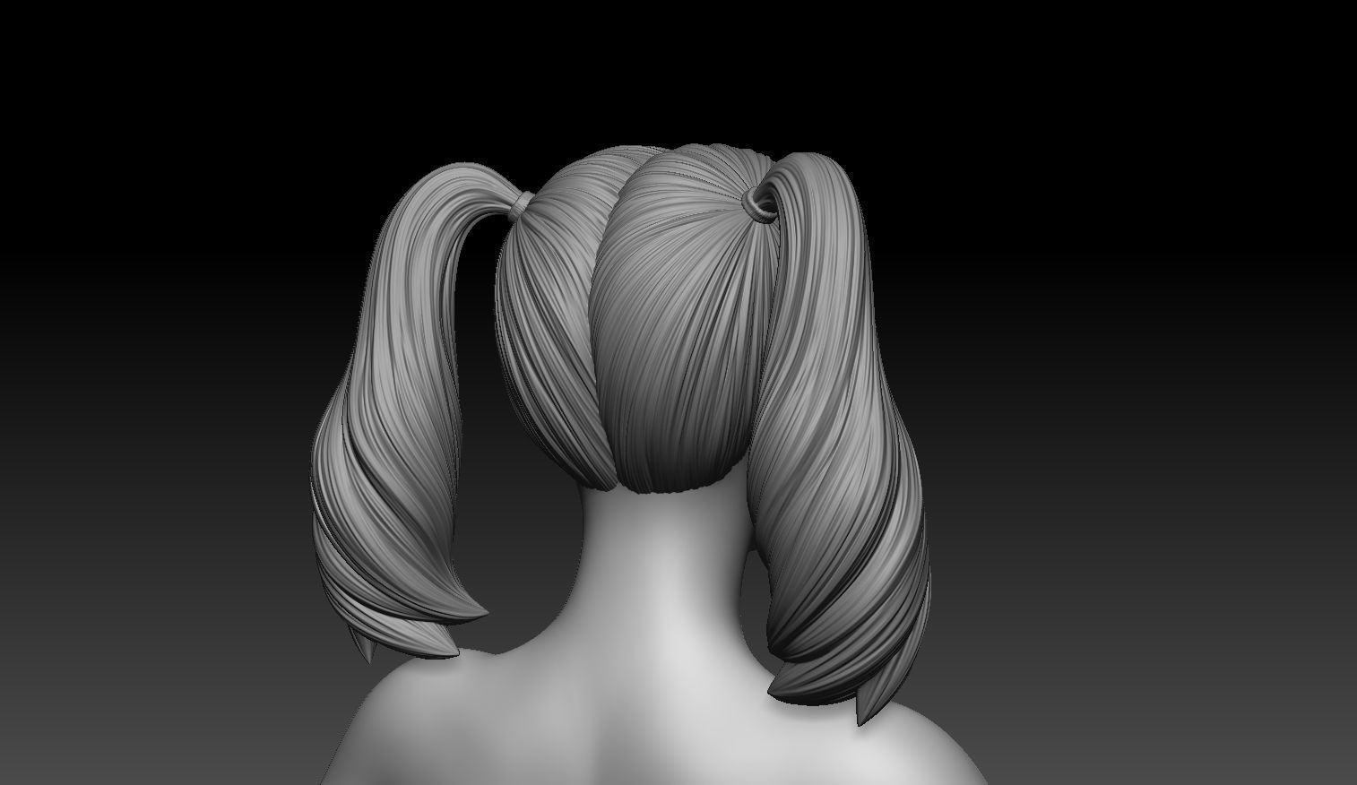 Female Hair Model A03 3D model_1