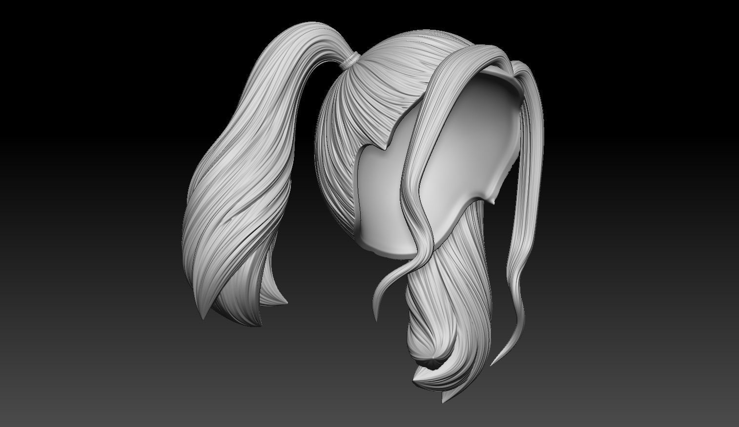 Female Hair Model A03 3D model_5