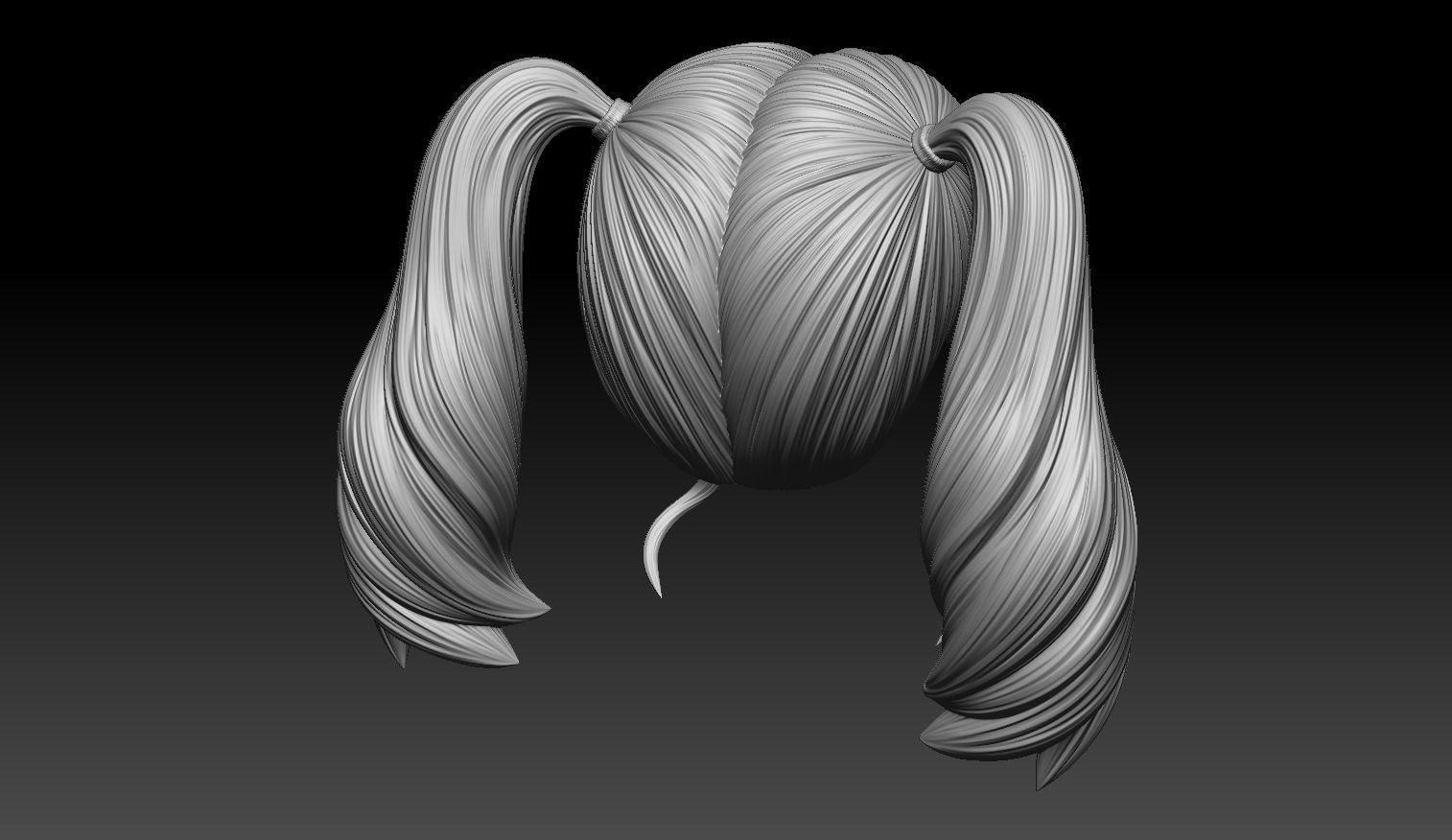 Female Hair Model A03 3D model_6