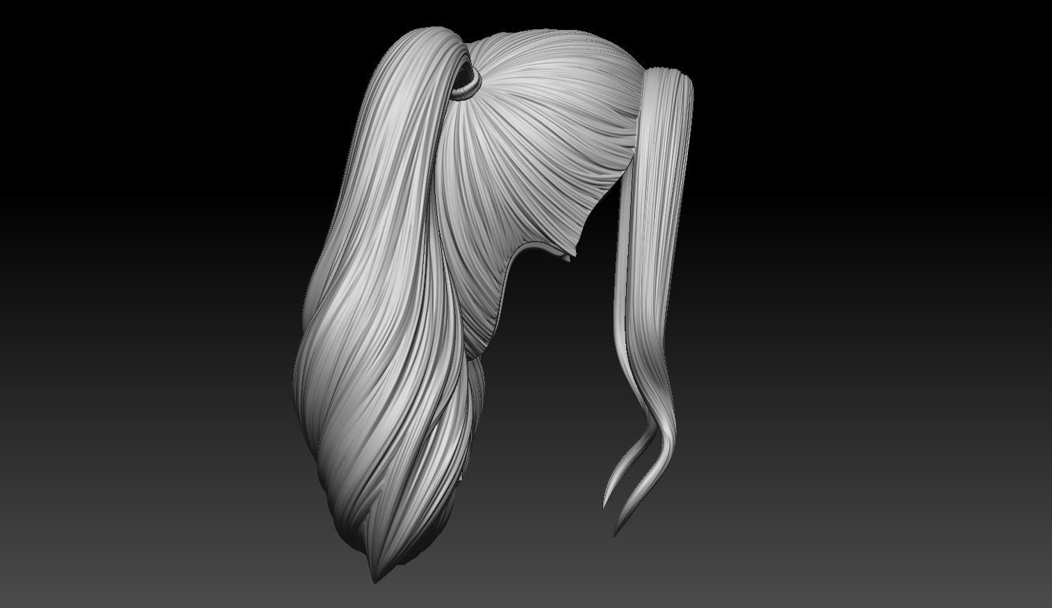 Female Hair Model A03 3D model_7