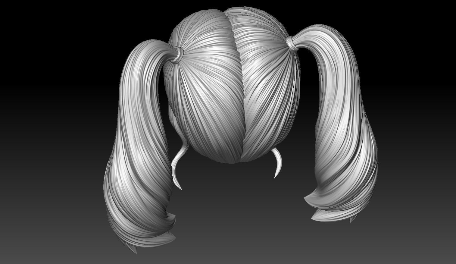 Female Hair Model A03 3D model_11