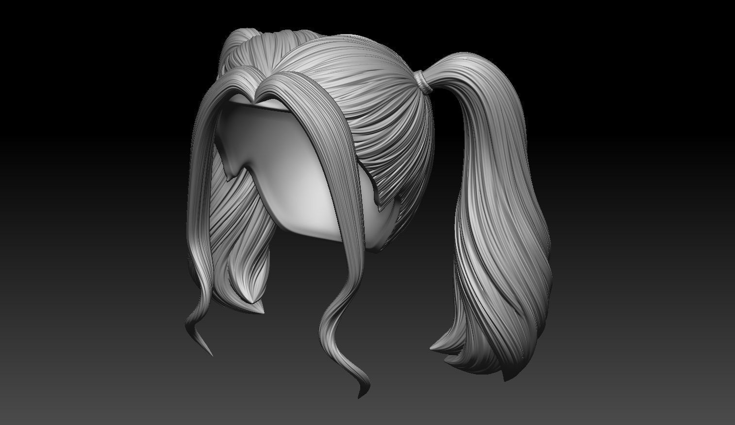 Female Hair Model A03 3D model_4