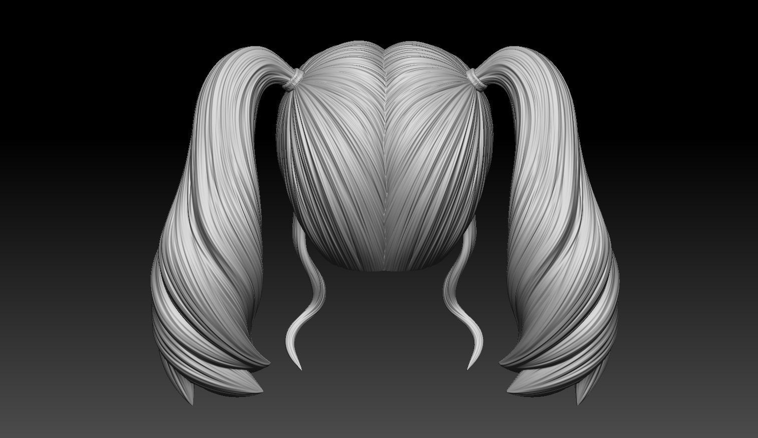 Female Hair Model A03 3D model_3