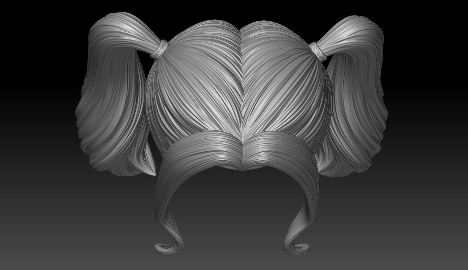 Female Hair Model A03 3D model_14