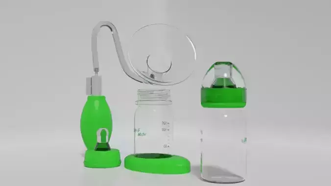 Manual Breast Pump Milk Bottle 3D model
