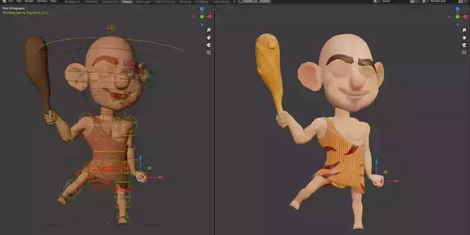 Rigged - Prehistoric Man - Dune - Blender Cycles and Eevee 3D model