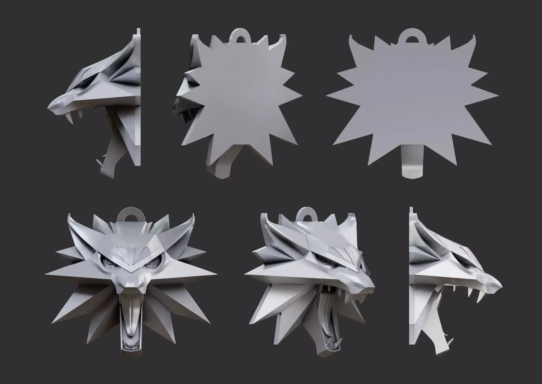 Witcher Wolf Necklace 3D print model