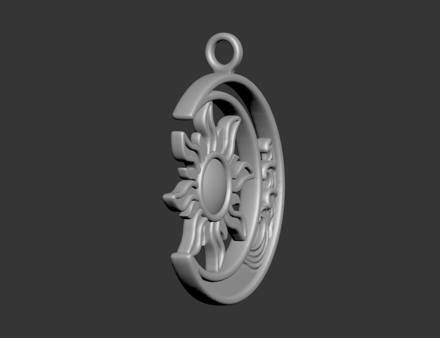 Sun Moon Pendant 3D print model_11