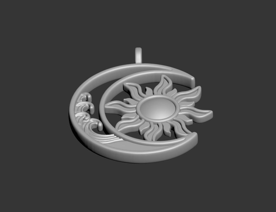 Sun Moon Pendant 3D print model_28