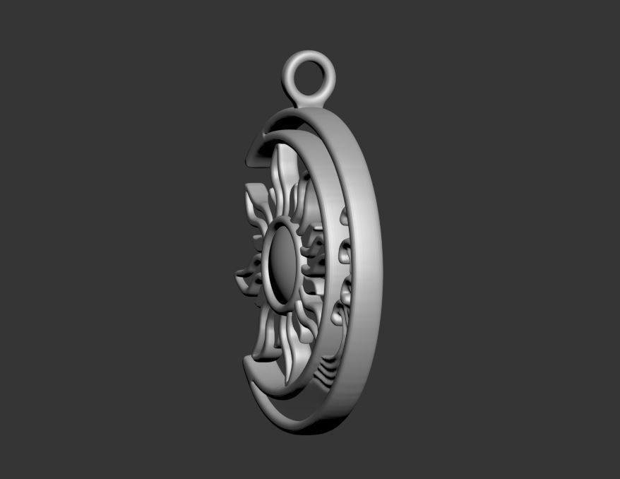 Sun Moon Pendant 3D print model_18