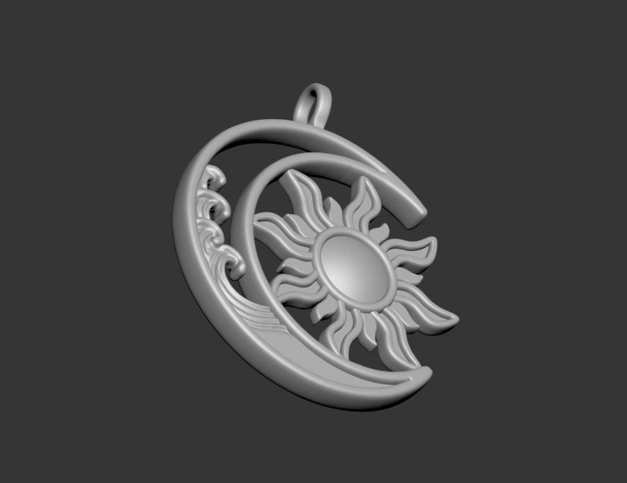 Sun Moon Pendant 3D print model_24
