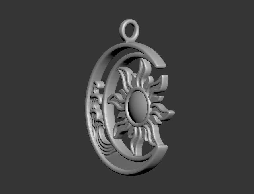 Sun Moon Pendant 3D print model_6