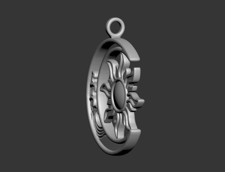 Sun Moon Pendant 3D print model_7