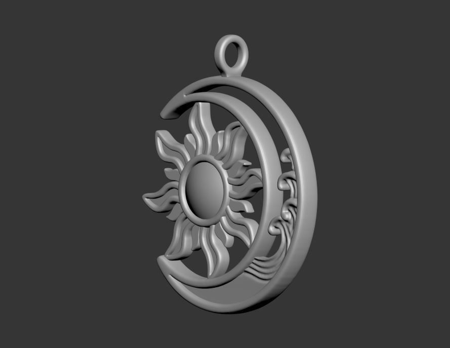 Sun Moon Pendant 3D print model_17