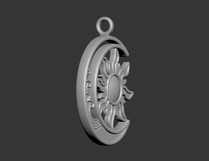 Sun Moon Pendant 3D print model_21