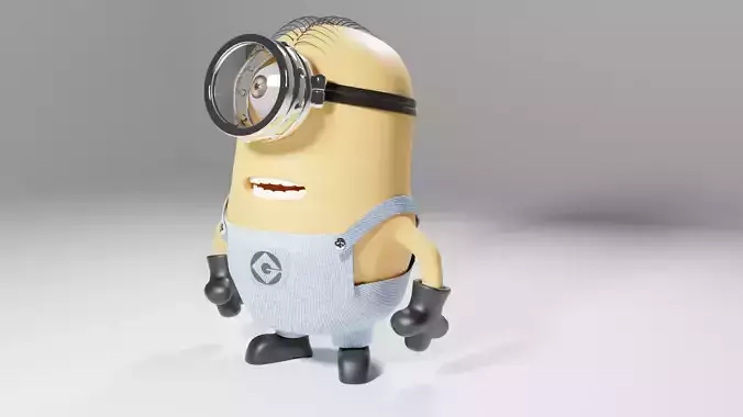 Minion wearing glasses and overalls