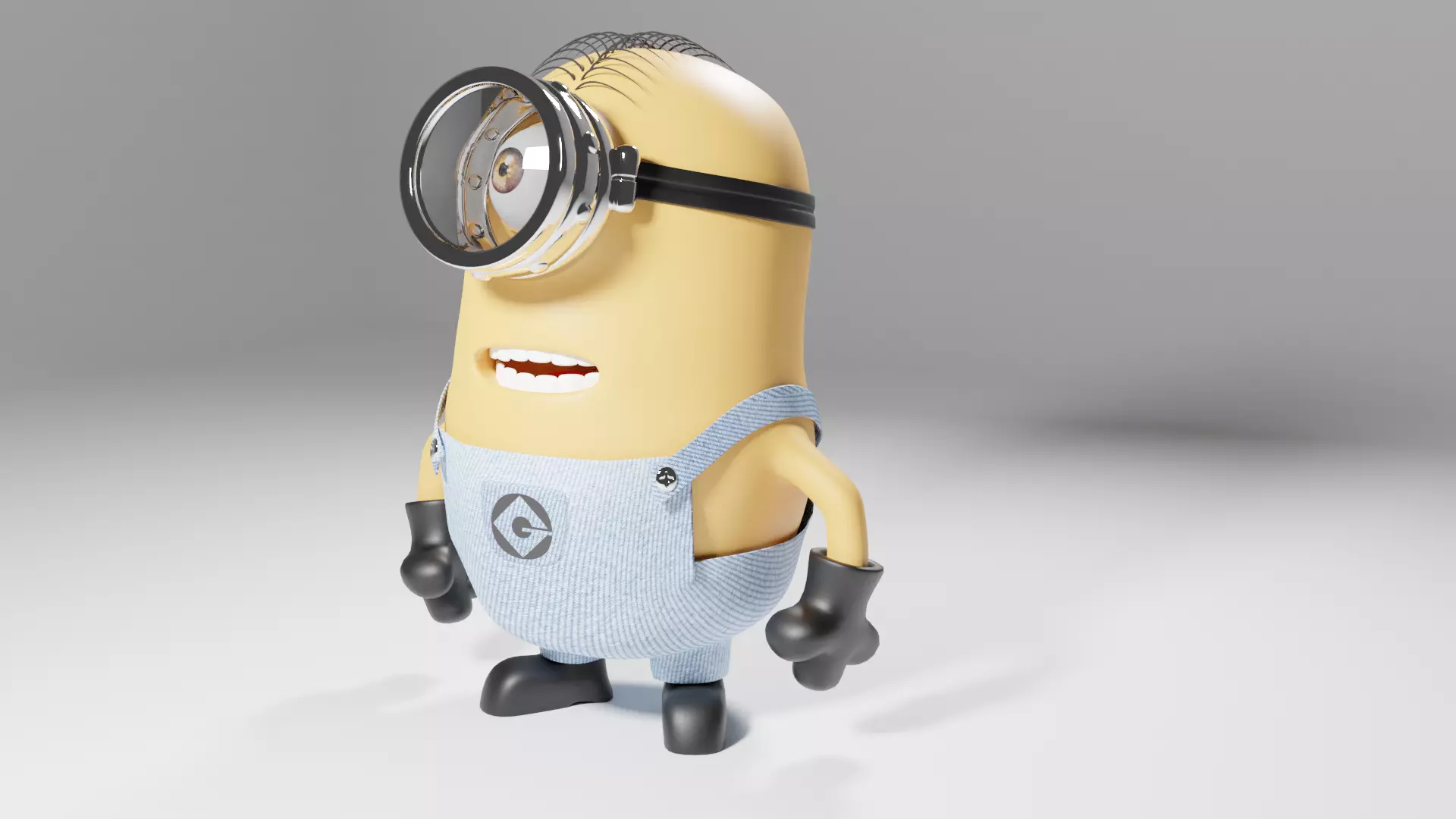 Minion wearing glasses and overalls 3D model_0