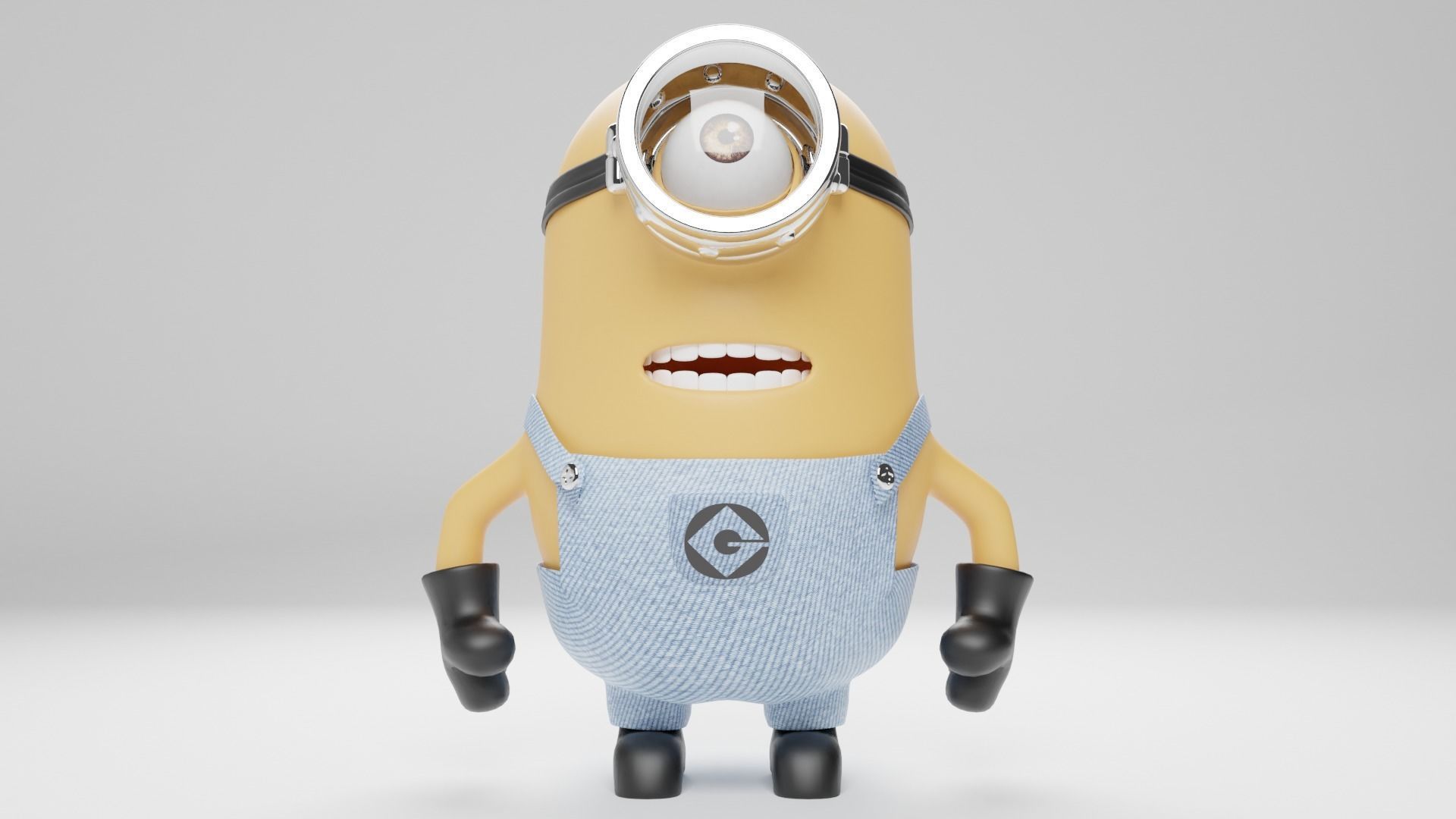 Minion wearing glasses and overalls 3D model_1