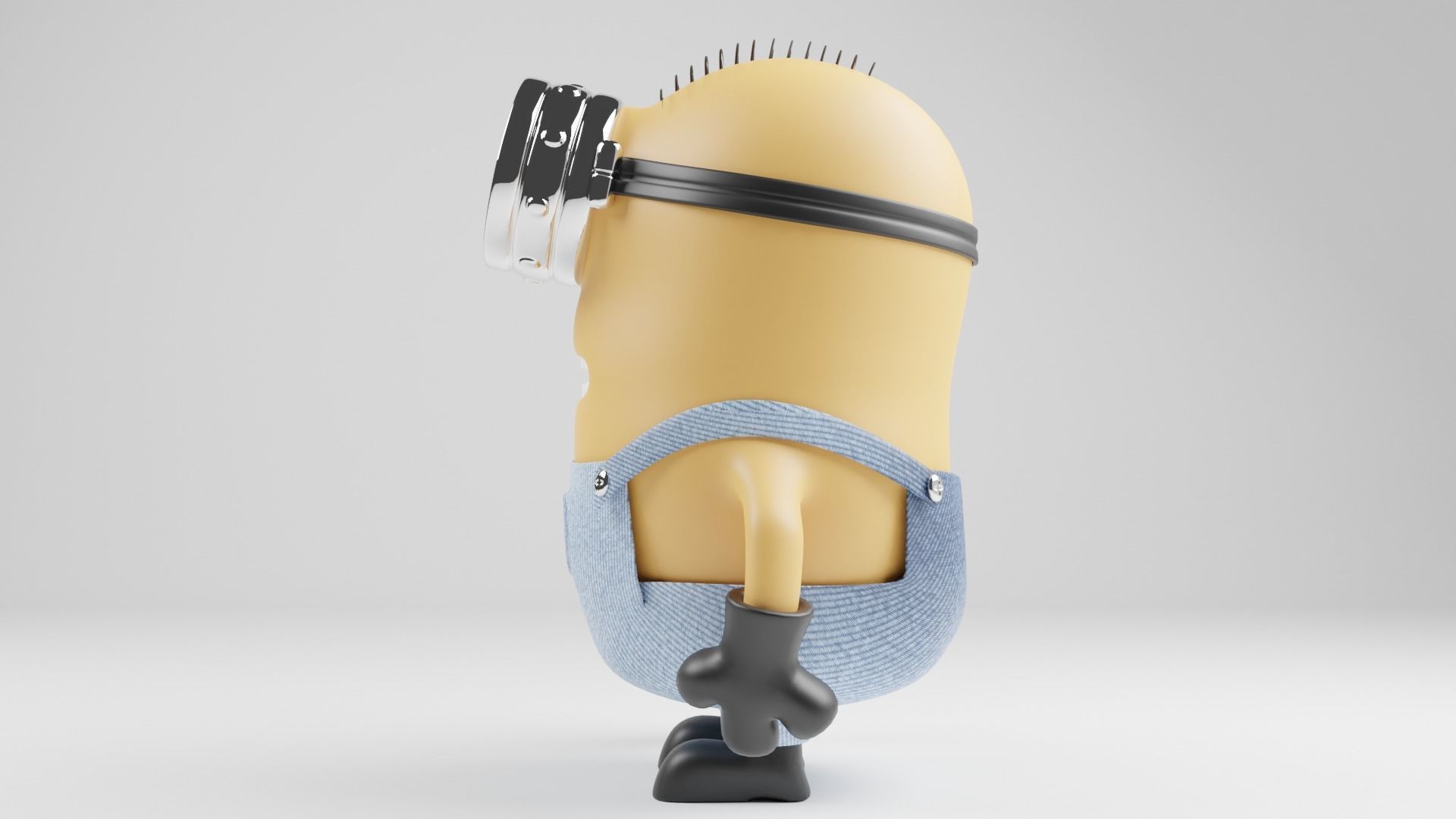 Minion wearing glasses and overalls 3D model_2
