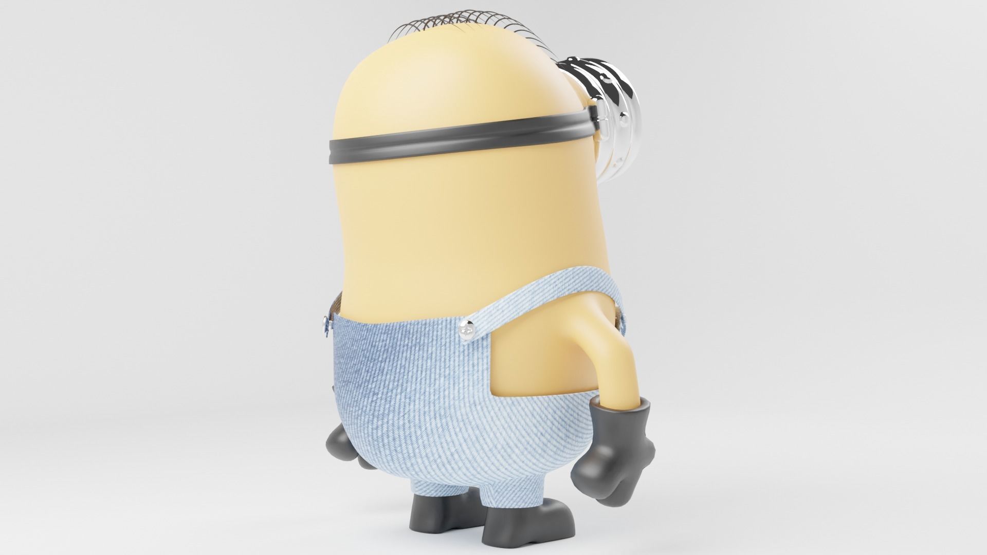 Minion wearing glasses and overalls 3D model_4