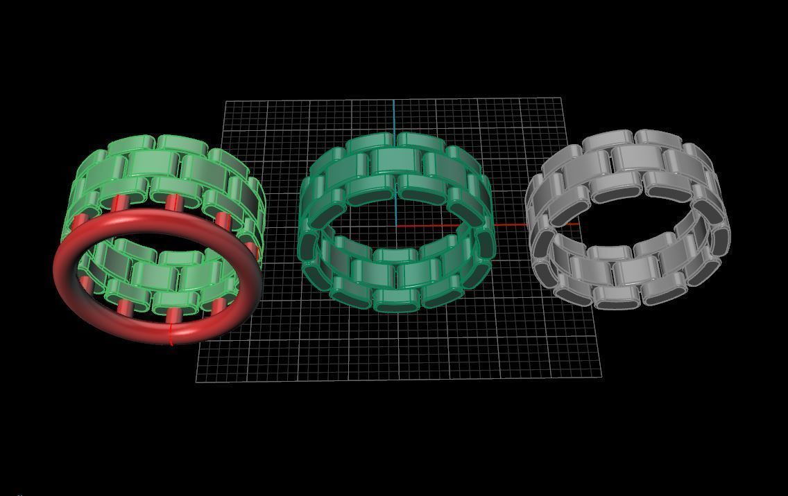 Link Style Band Ring Mix Size 3D print model_9