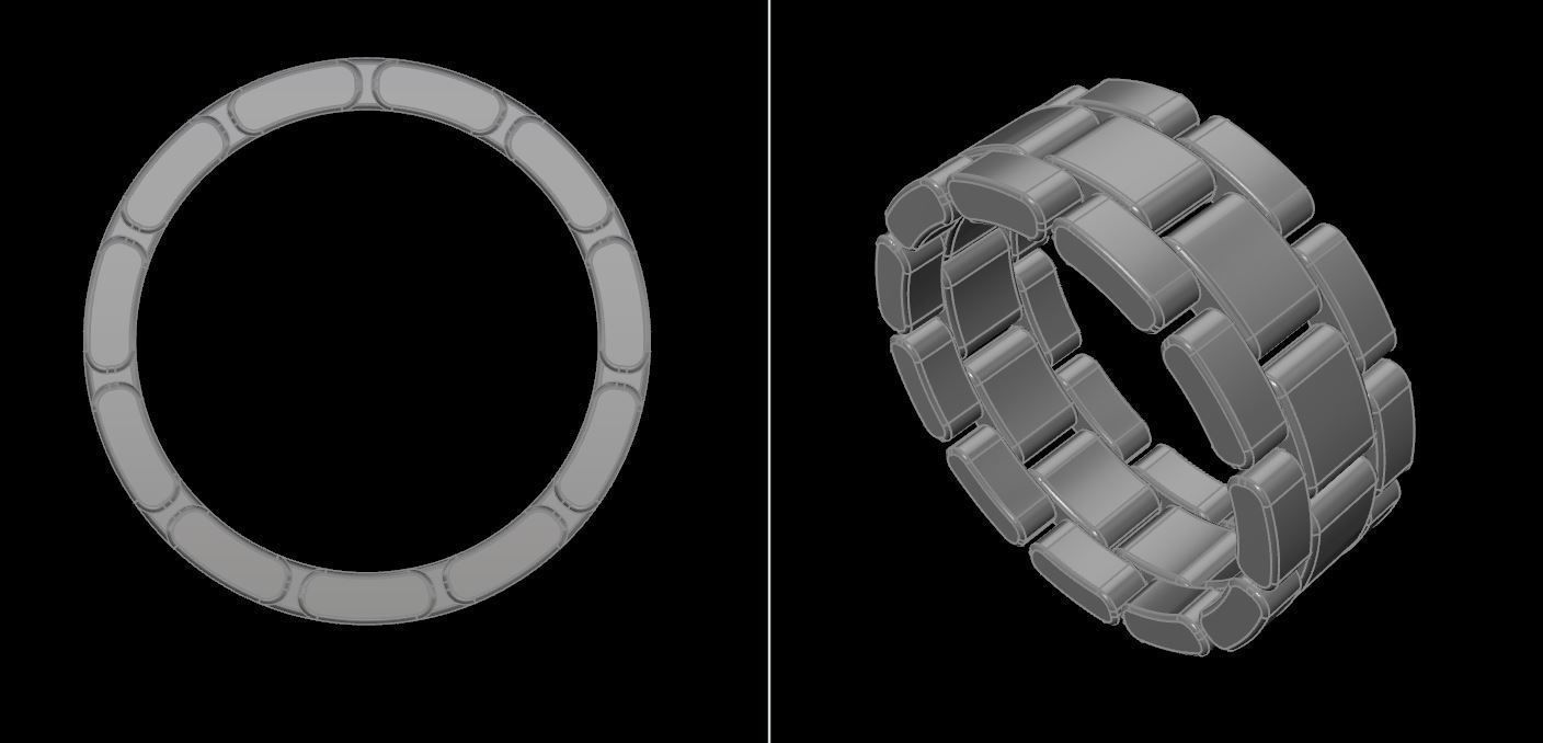 Link Style Band Ring Mix Size 3D print model_12