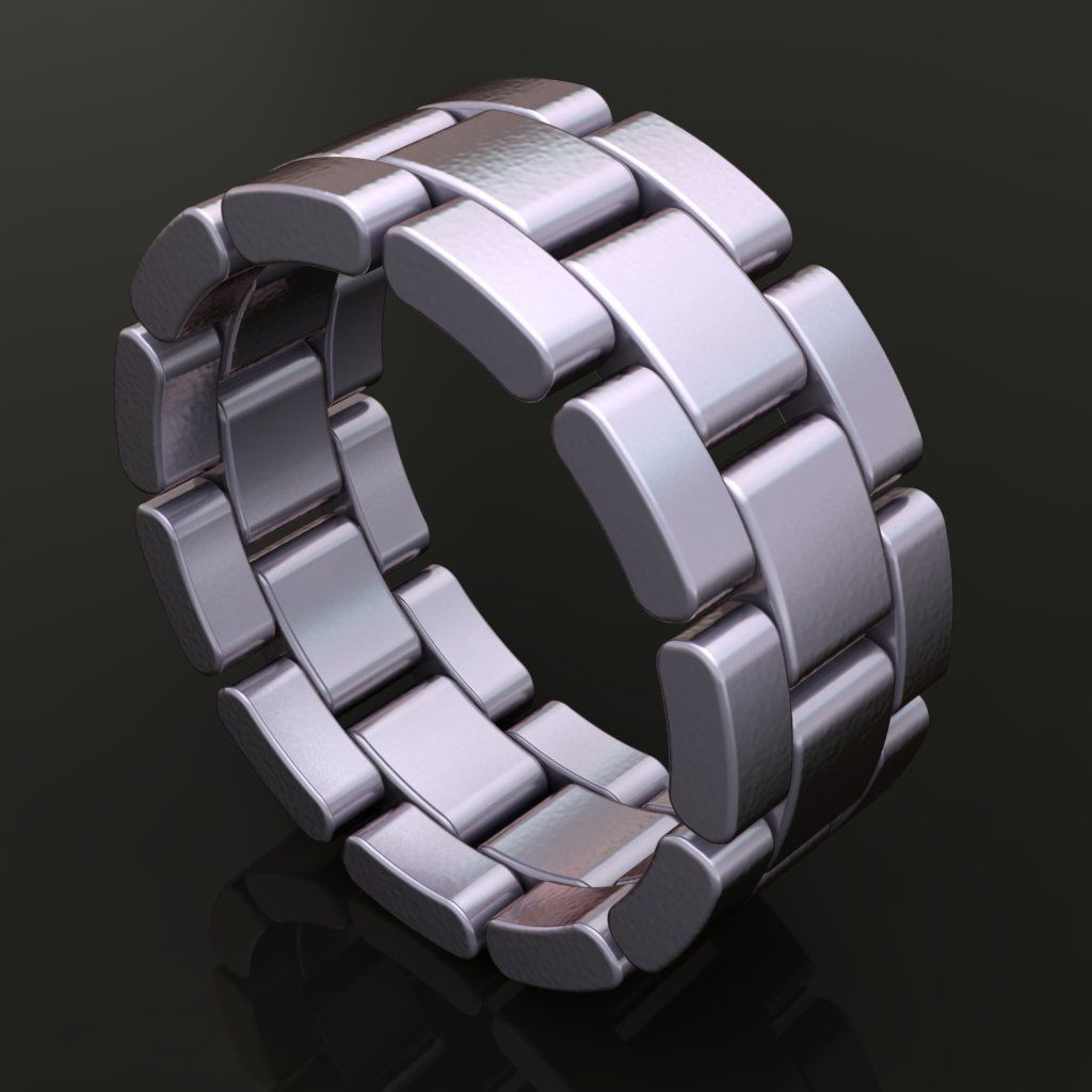 Link Style Band Ring Mix Size 3D print model_4