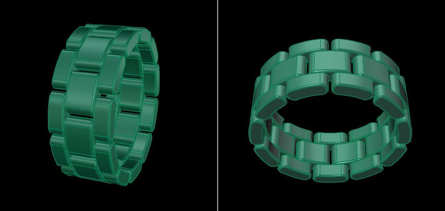 Link Style Band Ring Mix Size 3D print model_11