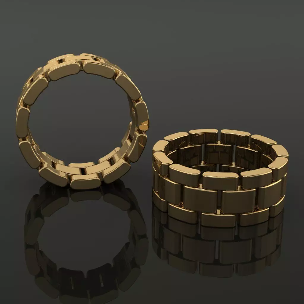 Link Style Band Ring Mix Size 3D print model_0