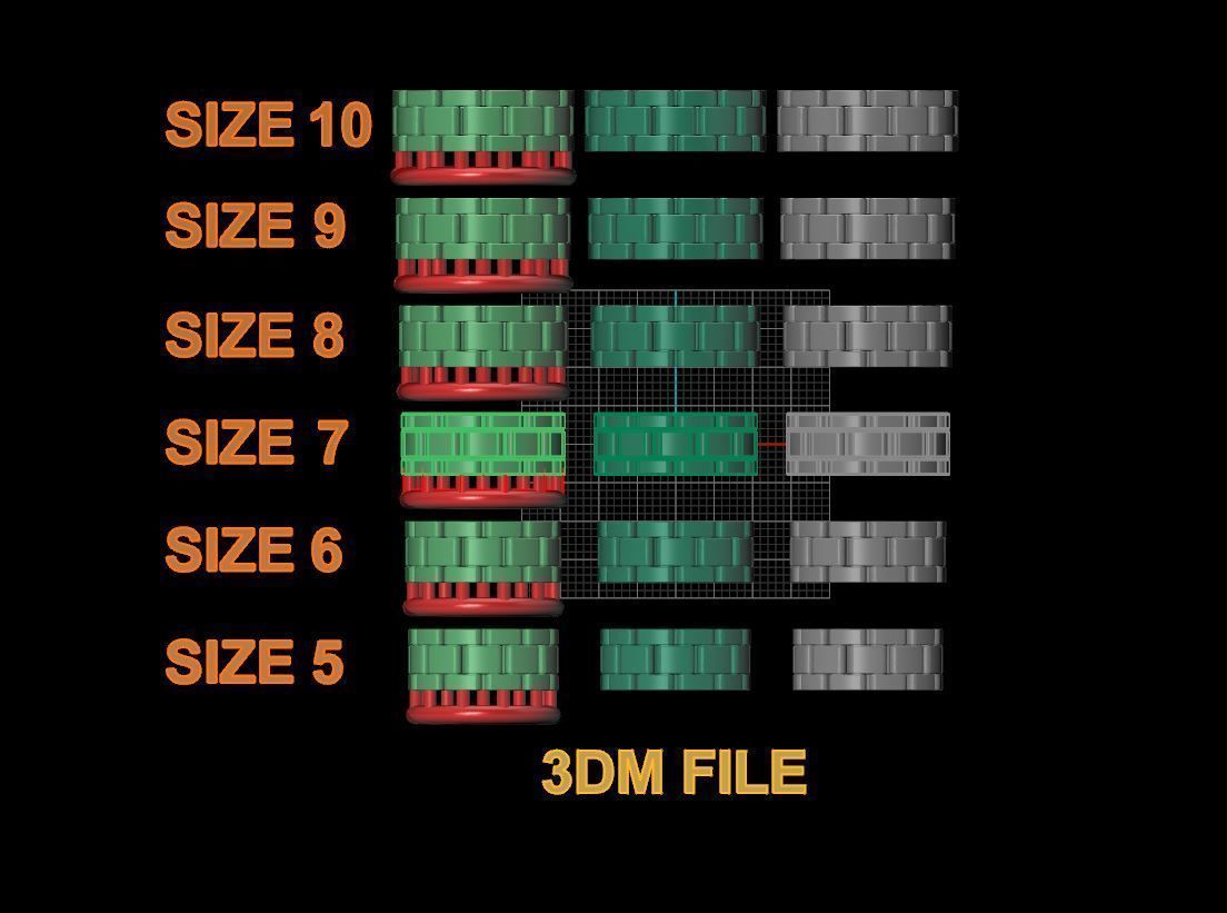 Link Style Band Ring Mix Size 3D print model_5