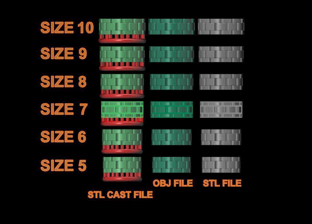 Link Style Band Ring Mix Size 3D print model_6