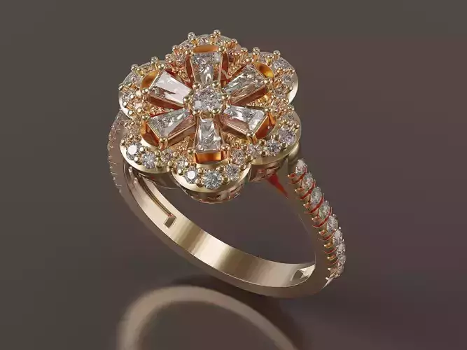diamondring diamond flower ring in rose gold