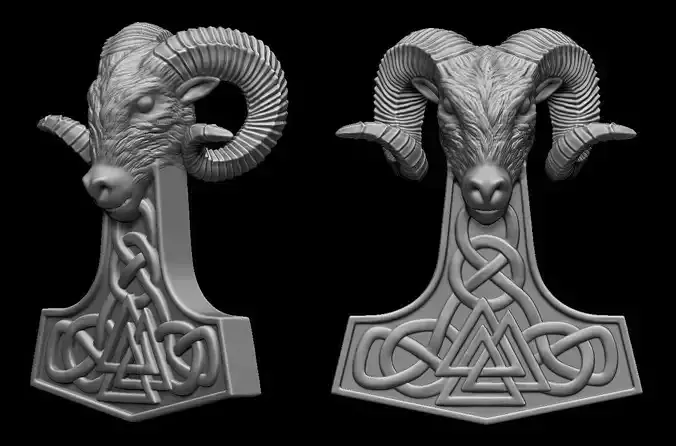 3d Printable Viking Necklace and Ram Head 3D print model