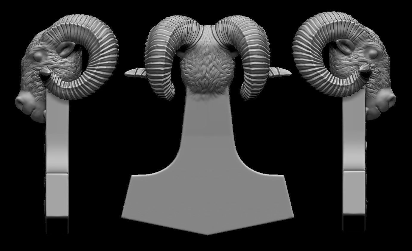 3d Printable Viking Necklace and Ram Head 3D print model_1
