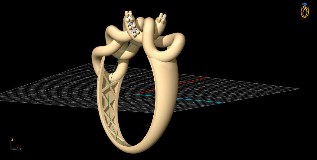 goldring two gold rings 3D print model_14