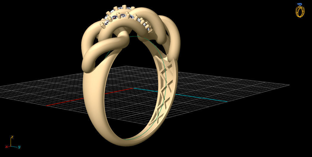 goldring two gold rings 3D print model_4