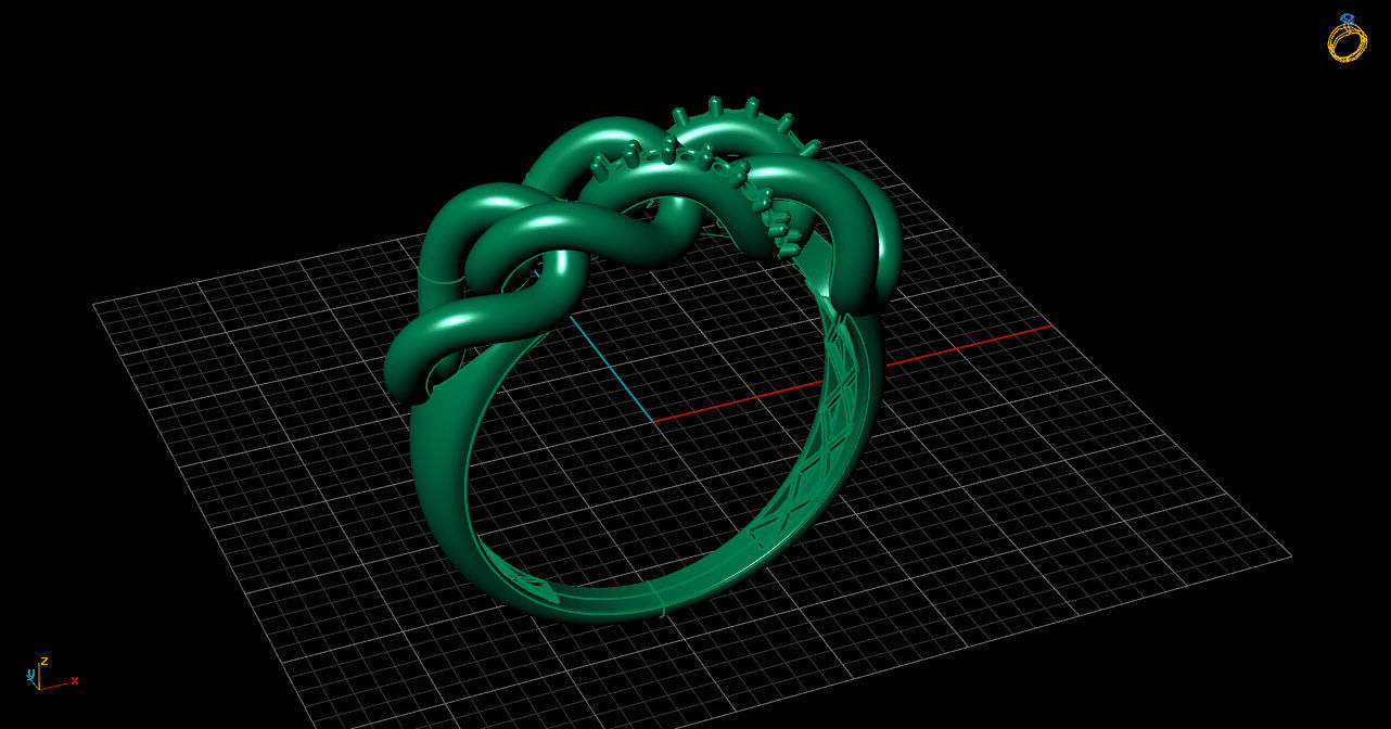 goldring two gold rings 3D print model_12