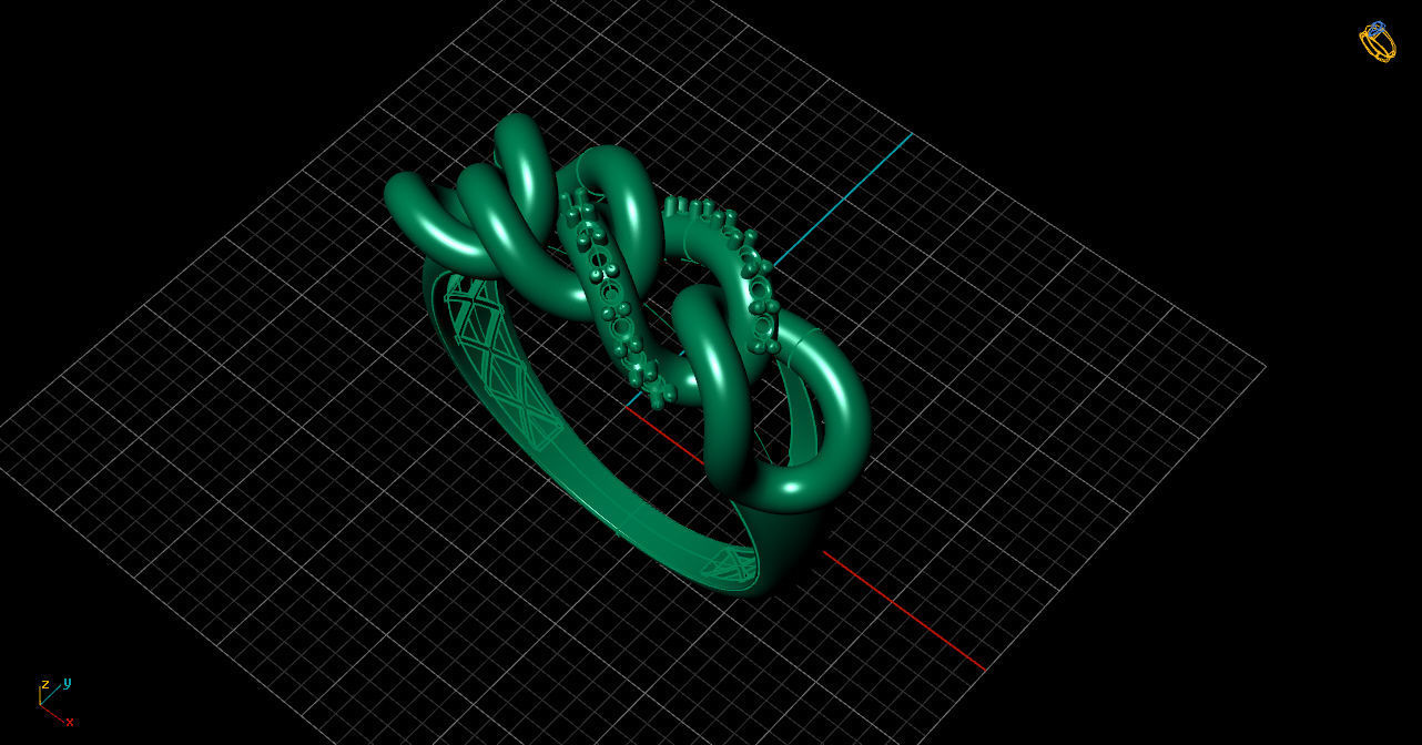 goldring two gold rings 3D print model_8