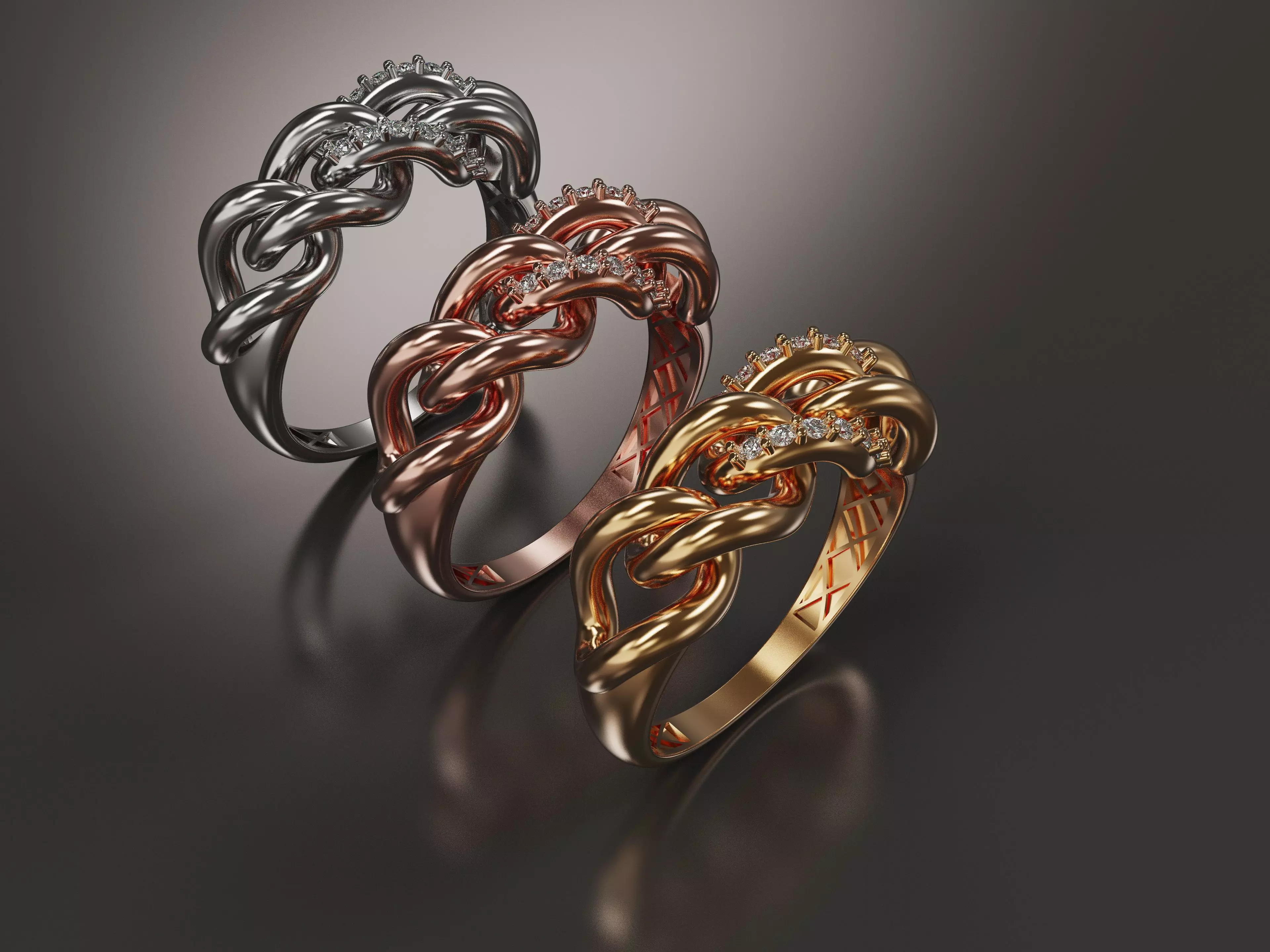 goldring two gold rings 3D print model_0