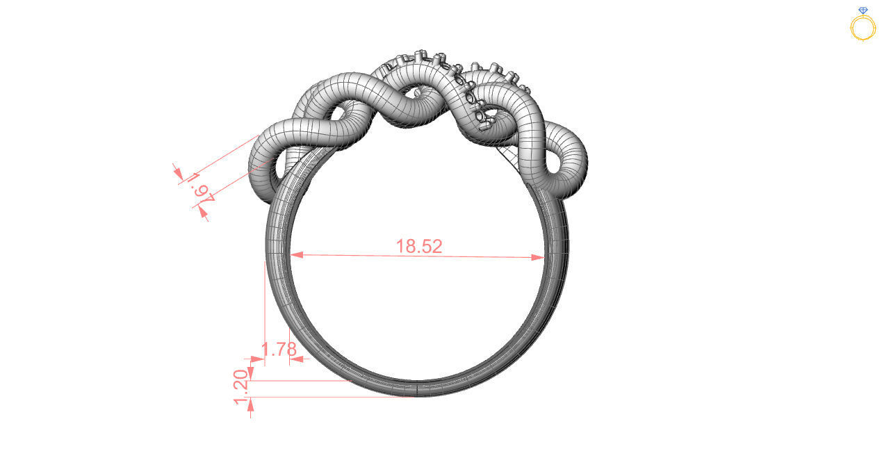 goldring two gold rings 3D print model_9