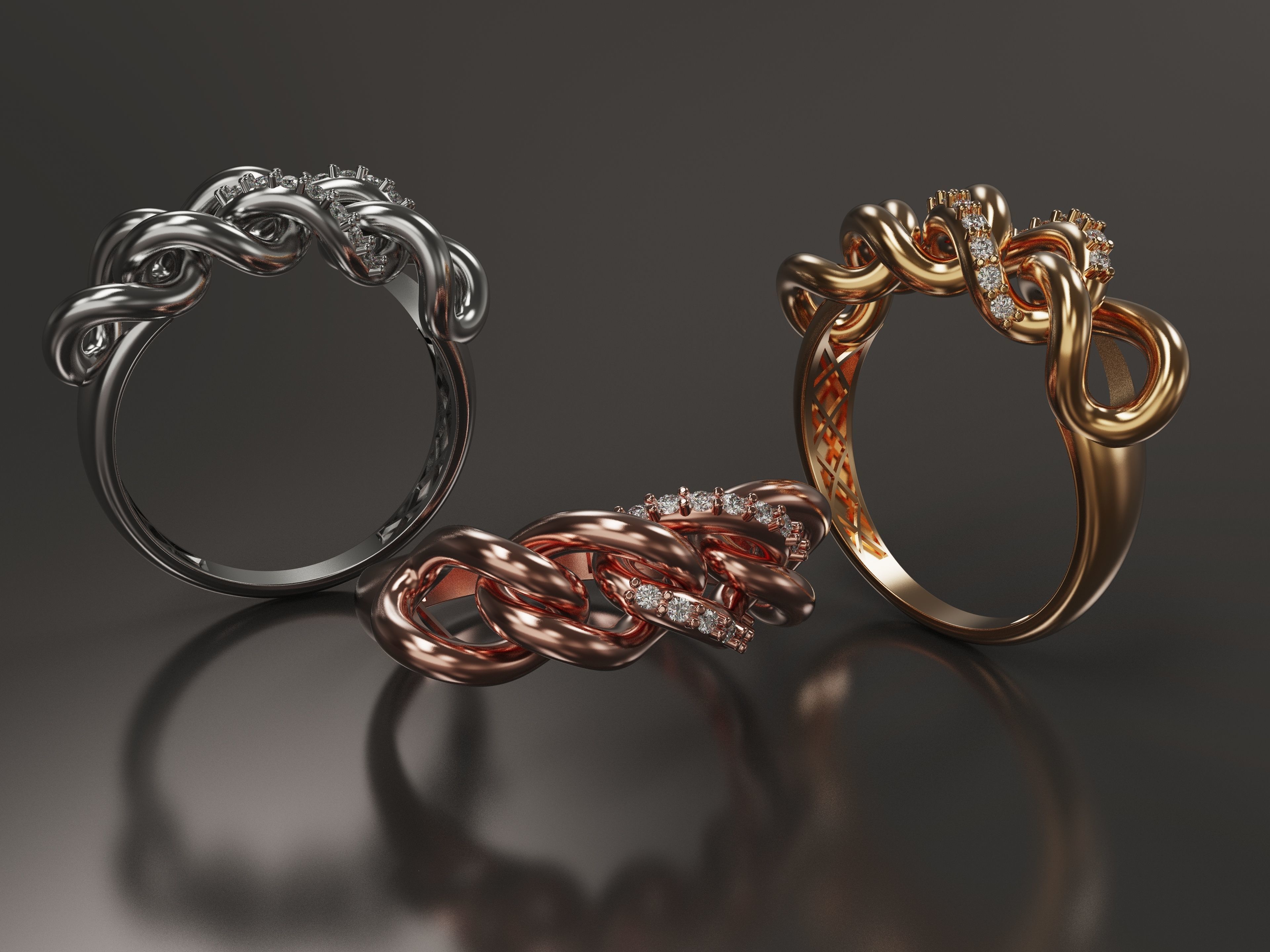 goldring two gold rings 3D print model_2