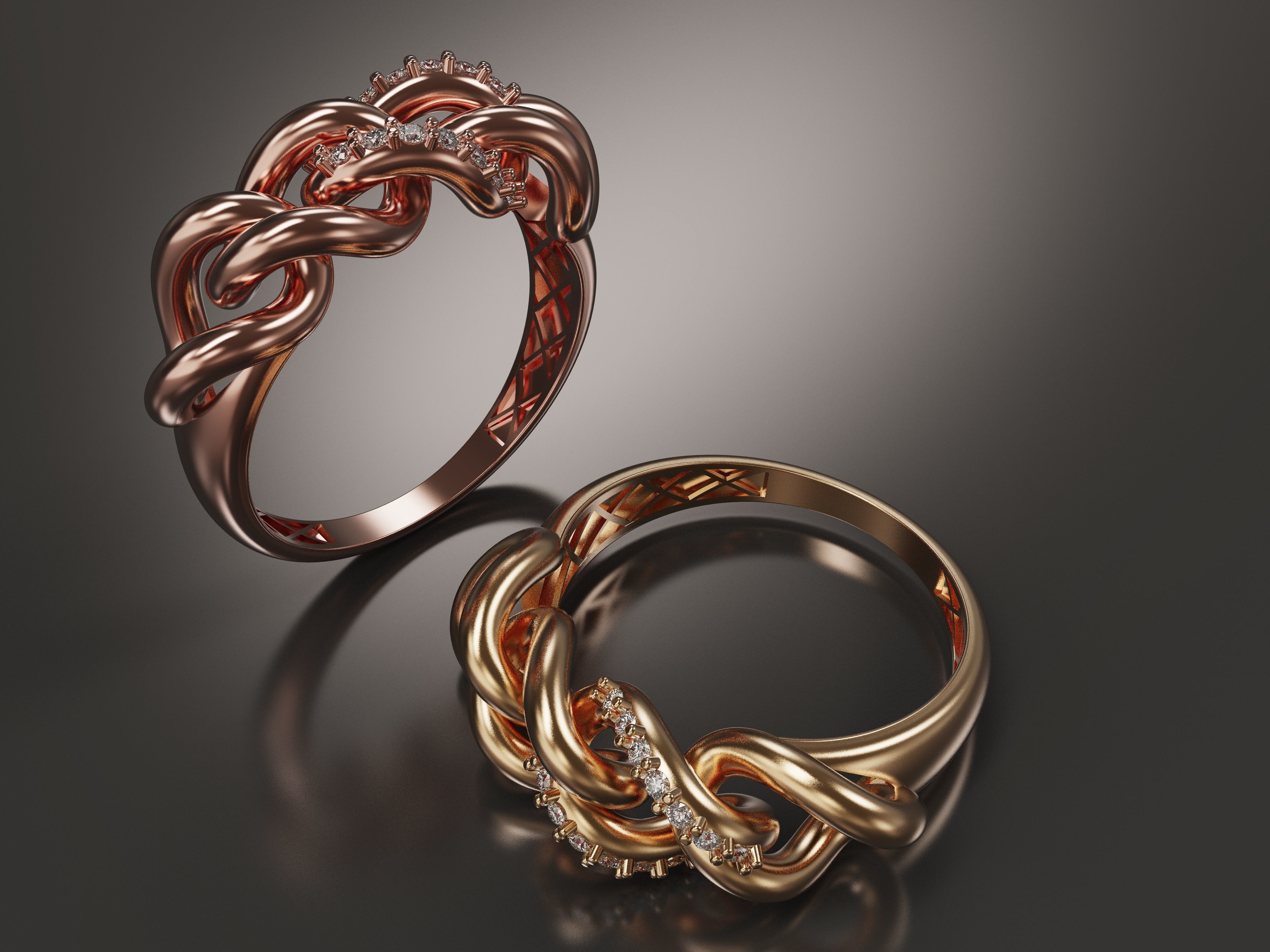 goldring two gold rings 3D print model_3