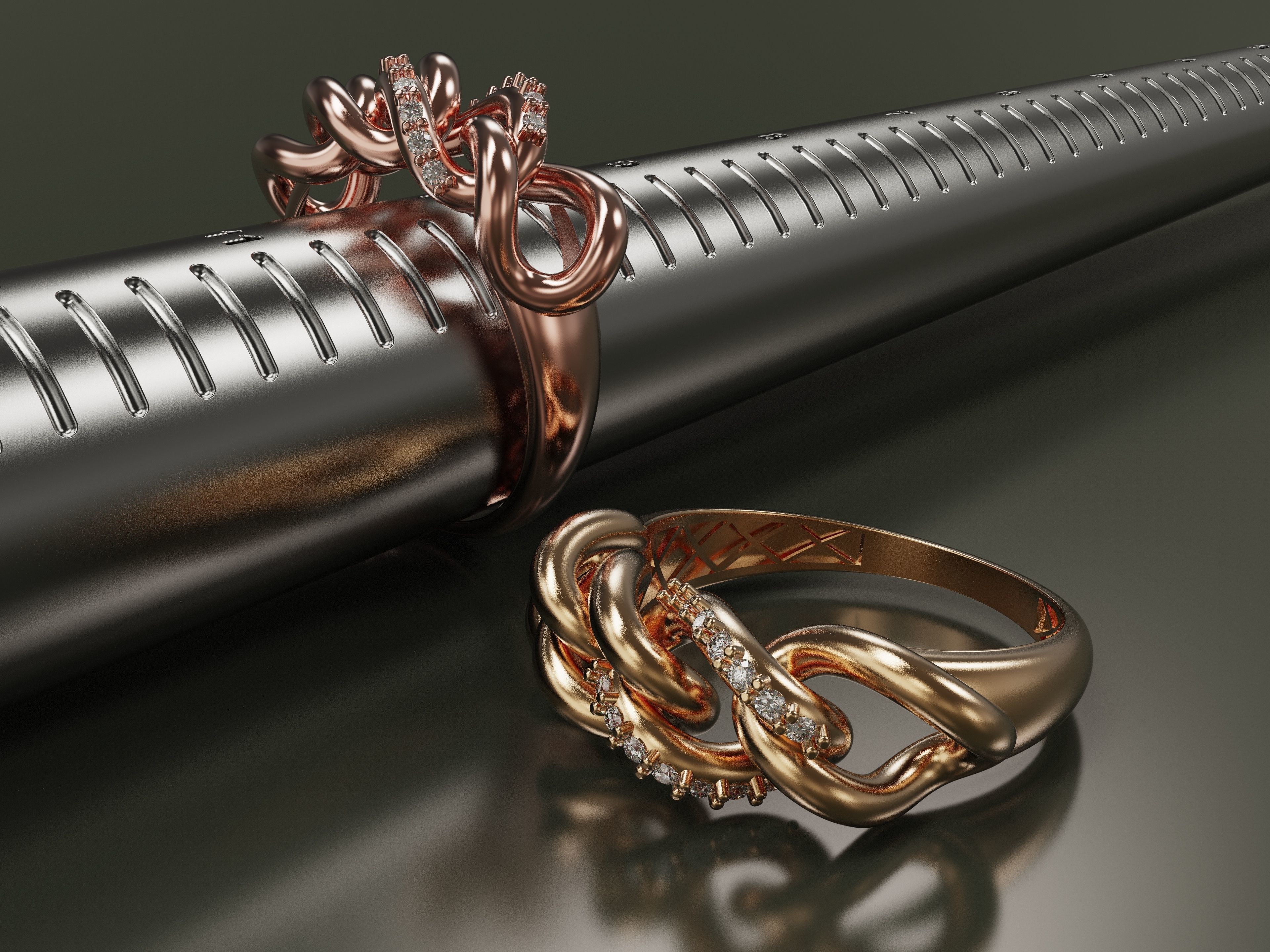 goldring two gold rings 3D print model_1