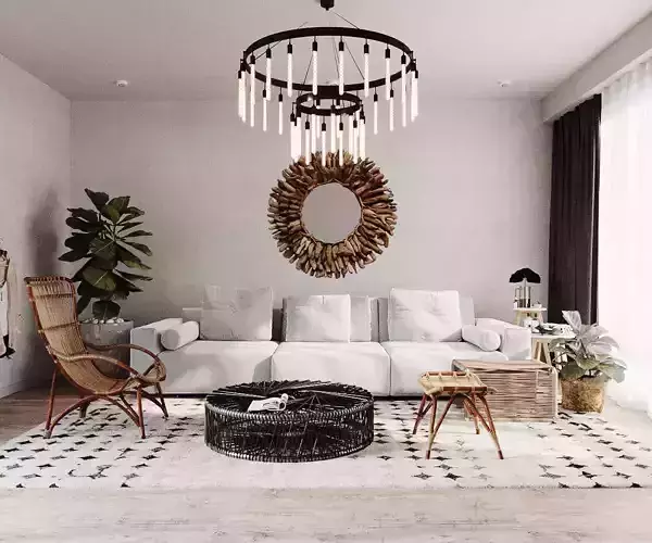 Living interior scene 3D model 