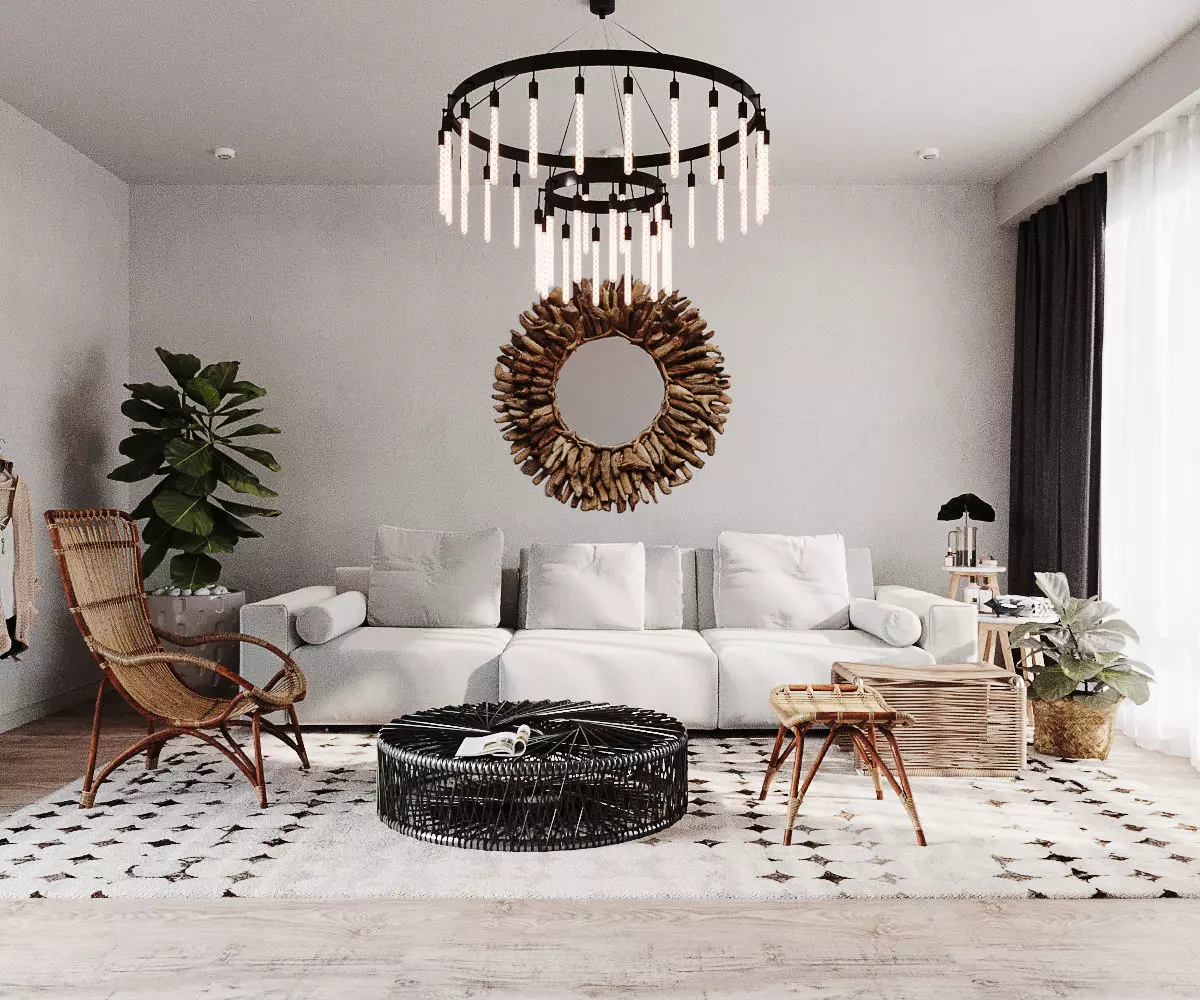 Living interior scene 3D model  Free 3D model_0