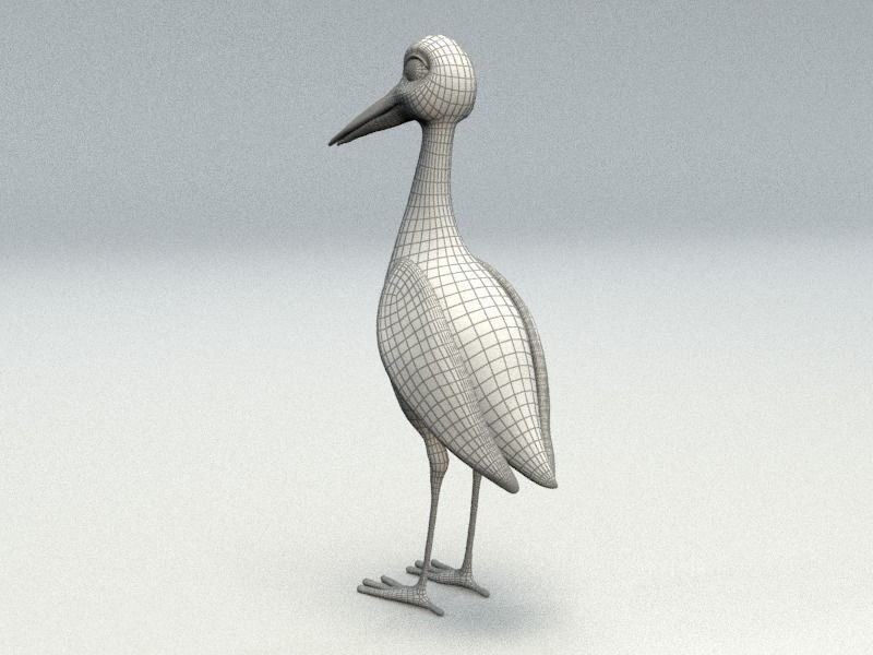 cartoon stork Low-poly 3D model_10