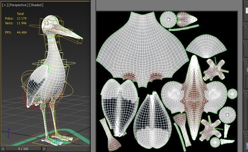 cartoon stork Low-poly 3D model_7