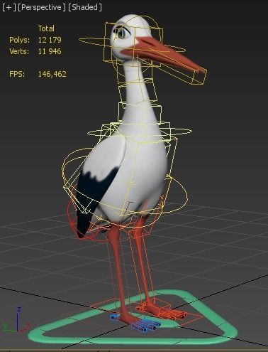 cartoon stork Low-poly 3D model_6