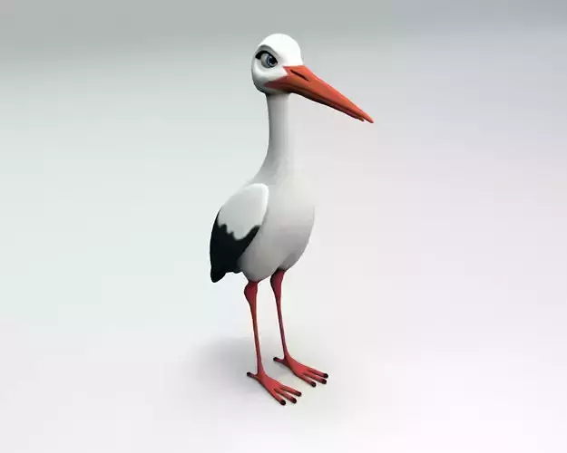cartoon stork Low-poly 3D model
